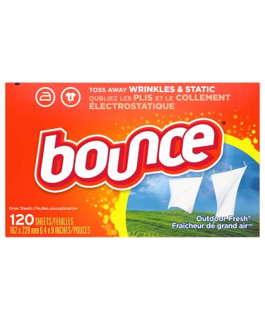 Bounce Dryer Sheets Laundry Fabric Softener, Outdoor Fresh Scent, 120 Count Original Version