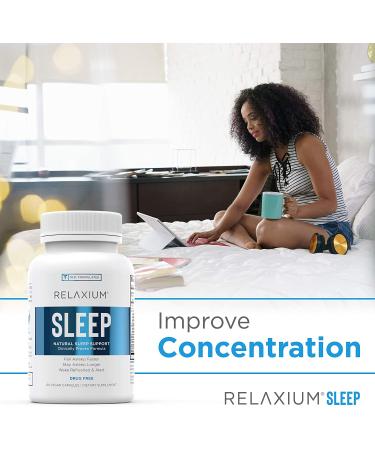 Relaxium Natural Sleep Aid | Non-Habit Forming Supplement for Longer Sleep & Stress Relief | with Magnesium, Melatonin, GABA, Chamomile & Valerian | 60 Vegan Capsules - 30 Day Supply - Buy Online on GoSupps.com