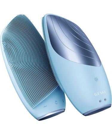 Geske SmartAppguided Sonic Thermo Facial Brush | 6-in-1 Skin Cleaning & Face Massage Device | Electrical Cleaning Brush with Heat Function | Aquamarine - Buy Online on GoSupps.com