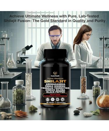 Himalayan Shilajit Capsules with Ashwagandha Ginseng Tribulus Ginkgo & Black Pepper Vegan Gluten-Free Botanical Blend for Daily Wellness & Vitality 60 Capsules Shilajit Fusion 60 Count (Pack of 1) - Buy Online on GoSupps.com