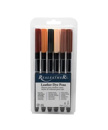 Realeather F2400-01 Dual Tip Leather Dye Marker Pens (6 Pack), Earth Tones - Buy Online on GoSupps.com