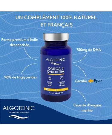Algotonic - Omega 3 DHA Ultra - 90 capsules - Natural dietary supplement based on wild fish oil - Marine capsule - Antioxidants - Tocopherols - Rosemary extracts - Buy Online on GoSupps.com