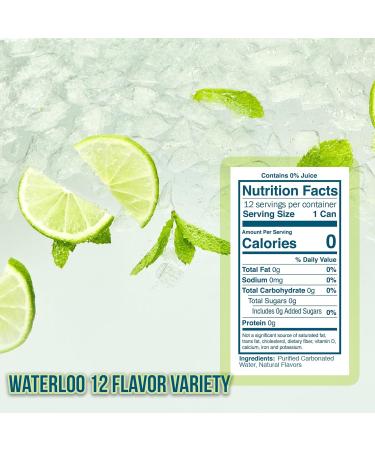 Waterlo Sparkling Water Variety Pack - 12 Sugar Free Flavored Cans with Nosh Pack Bag | Refreshing International Shipping - Buy Online on GoSupps.com