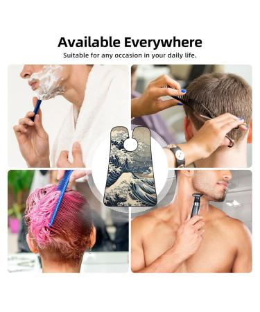 Japanese Wave Art Beard Bib Apron | Non-Stick Men's Hair Catcher | Perfect Shaving Gifts for Men | One Size Black - Buy Online on GoSupps.com