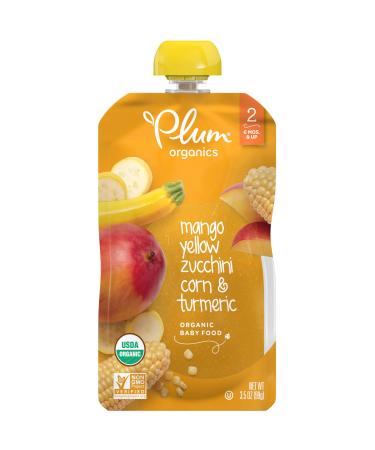 Plum Organics Stage 2 Organic Baby Food, Mango, Yellow Zucchini, Corn & Turmeric, 3.5 Ounce Pouch
