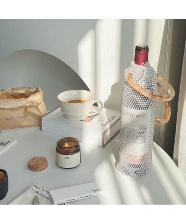 YANIYA Trendy Beverage Bag Expandable Mesh Pocket Wine Portable Insulation Cup Bag Water Bottle Holder Handwoven Gift Water Bottle Insulation Bag Brown - Buy Online on GoSupps.com