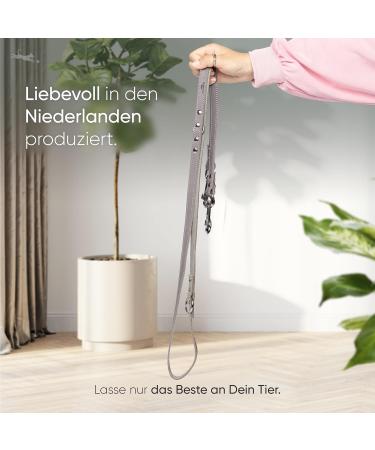 Freudenier Certified Leather Dog Leash - 2m Triple Adjustable Stylish Amstelpark Collection in Gray-Brown | High Quality & Lovingly Made in Holland - Buy Online on GoSupps.com