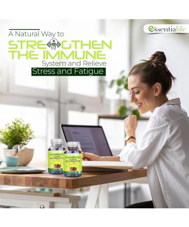 Mushroom Gummies Lions Mane Supplement Mushroom Supplement with Lions Mane Turkey Tail Cordyceps Reishi Chaga Extract | Brain Health and Immune Support Gummies 120 Count 60 Count (Pack of 2) - Buy Online on GoSupps.com