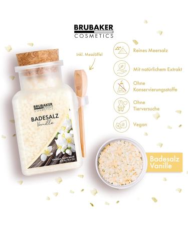 Brubaker Swimming Salt 3x400g - Vanilla Fragrance | Natural Bathing Additive for Wellness & Relaxation | Premium Body Care with Wooden Measuring Spoon - Buy Online on GoSupps.com