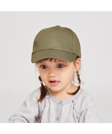 LANGZHEN Kids 100% Cotton Outdoor Baseball Cap Hat | Adjustable Sun Hat for Boys & Girls 1-2 Years | Army Green - Buy Online on GoSupps.com