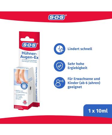 Sos Chicken Eyes Ex - Remove Chicken Eyes & Cornea | Medical Product for Adults & Children 6+ | 10ml with Brush - Buy Online on GoSupps.com