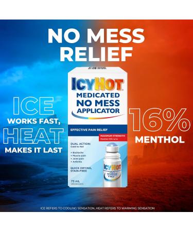 Icy Hot No Mess Applicator Quick-Drying Fast Effective Pain Relief for Muscle and Joint Pain Associated with Arthritis Backache Strains and Sprains 73ml Medication - Buy Online on GoSupps.com