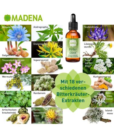 Buy MADENA BitterGl ck Original - 18 Bitter Herb Extracts Drops (50ml) | Hildegard von Bingen Formula for Digestive Health & Wellness - Buy Online on GoSupps.com