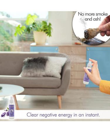 Lavender Smudge Spray - Aura Cleansing & Negative Energy Clearing. Protection, Relaxation & Grounding with Moonwater Elixirs, Crystals & Reiki. 4oz - Buy Online on GoSupps.com
