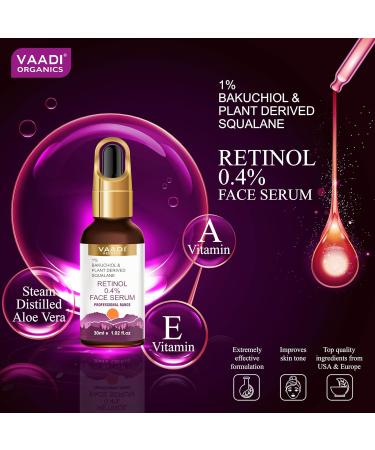 Retinol Serum for Face 0.4% (Retinol) With 1% Baluchiol & Plant Derived Squalane - 30ml - Buy Online on GoSupps.com