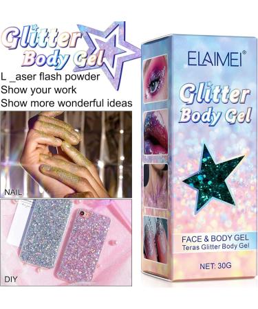 Silver Holographic Mermaid Sequins Body Glitter Gel - Waterproof for Face, Hair, and Nails | Perfect for Concerts, Parties, and Festivals - Buy Online on GoSupps.com