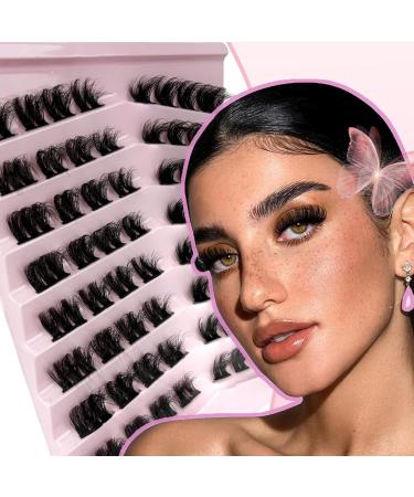 Fluffy Cat Eye Lash Clusters | 12-20MM D Curl Wispy Individual Eyelashes | 64 PCS DIY Extensions by Anforlin - Shop Internationally - Buy Online on GoSupps.com