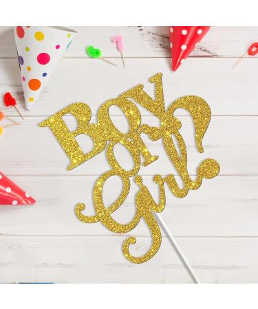 Tenhaisi Boy or Girl Cake Topper Boy and Girl Baby Shower Party Supplies Decor Gender Reveal Party Decoration Gold Glitter - Buy Online on GoSupps.com