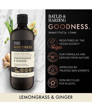 Baylis & Harding Goodness Body Wash Bundle - 6 x 500ml Vegan Friendly Body Wash (Lemongrass & Ginger, Oud Cedar & Amber) - Buy Online on GoSupps.com