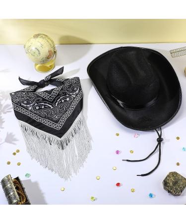 Cowboy Hat Disco Fringed Bandana | Adjustable Neck String | Paisley Bandanas for Women Men - Black - Buy Online on GoSupps.com