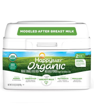 Happy Baby Organics Infant Formula Milk Based Powder with Iron Stage 2 21 Ounce (Pack of 1) packaging may vary
