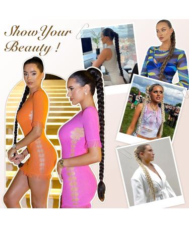 Feshfen Braid Extensions Ponytail - 65 cm Brown Blonde Hair Tie for Women | Natural Look Braided Hair Extensions - Buy Online on GoSupps.com