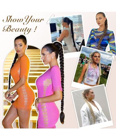 Fine Braid Extensions - 75 cm Reddish Brown Ponytail with Hair Tie | Synthetic Hair Extensions for Women - Buy Online on GoSupps.com