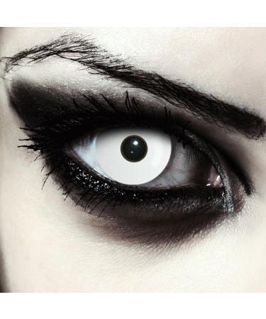 White Zombie Costume Contact Lenses - Design Lenses for Halloween | 1 Pair (2 Hours) + Free Whiteout Container - Strength -2.00 - Buy Online on GoSupps.com