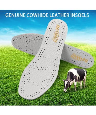 Bellcon Ultra Thin Leather Insoles for Men - Full Length Shoe Inserts & Replacement Cushion Pads Comfort for Dress Boots & Shoes (Men's Size 10.5 US White & Beige - Buy Online on GoSupps.com
