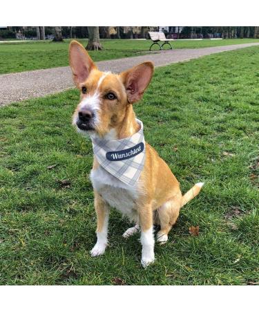Printplanet Dog Halen - Custom Name/ Text Neck Towel for Dogs | Caromatic Pattern White-Blue - Size M - Buy Online on GoSupps.com