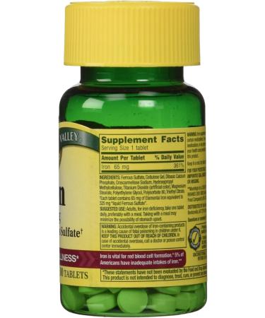 Spring Valley Iron 65mg 200 Tablets - Twin Pack, Equivalent to 325mg Ferrous Sulfate - Buy Online on GoSupps.com