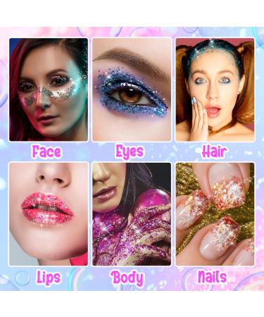 Glow in the Dark Body Face Glitter Gel - 12 Luminous Colors for Eyes Lips Hair & Nails | Self-Adhesive Festival & Rave Accessories - Buy Online on GoSupps.com
