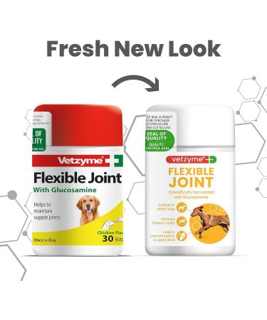 Vetzyme Flexible Joint Supplements for Dogs (30 Tablets) - Hip and Joint Care with Glucosamine Tasty Chicken Flavour 30 count (Pack of 1) Single - Buy Online on GoSupps.com