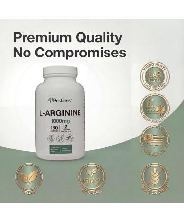 PRISTINE'S L Arginine Supplements for Men & Women - 1000mg Capsules 90 Day Supply Nitric Oxide & Pre Workout Amino Acid Support - Buy Online on GoSupps.com
