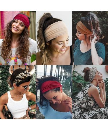 Kavya Boho Print Leopard Headbands for Women - 6 Pcs Multi-colored Set | Elastic Hair Accessories for Fashion and Yoga - Buy Online on GoSupps.com