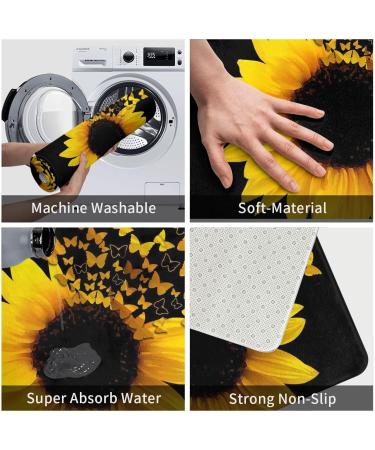 Vanani Sunflower Floral Butterflies Art Flannel Non-Slip Carpet Easy To Take Care Of Moderate Thickness Suitable For Front Door Garage Door Back Door Bedroom And Kitchen. White One Size - Buy Online on GoSupps.com