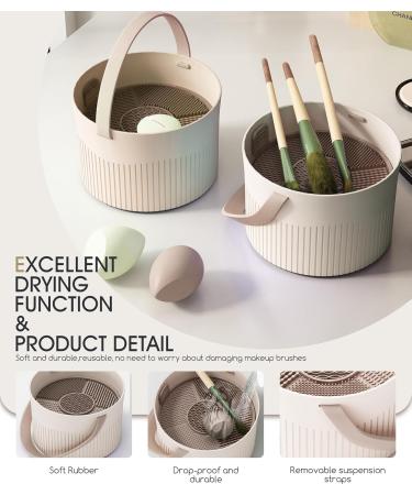 3 in 1 Makeup Brush Cleaner Bowl Rack - Silicone Cleaning Tool & Drying Holder Mat for Organized Makeup Brush Storage (White - Buy Online on GoSupps.com