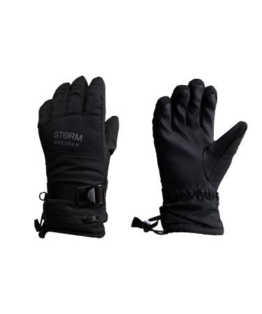 Storm Explorer - Waterproof winter gloves for children - ski gloves for boys & girls - Feeded winter gloves - black - model "Eskimo" 10-12 years