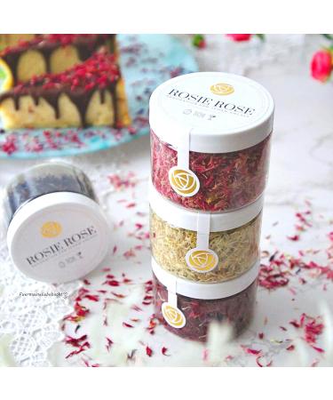 Rosie Rose Edible Blossom Mix - 10g Dried Flower Mix with Rose Cornflower & Marigold | Perfect for Cake Decoration Tea Cupcakes & Salads - Buy Online on GoSupps.com