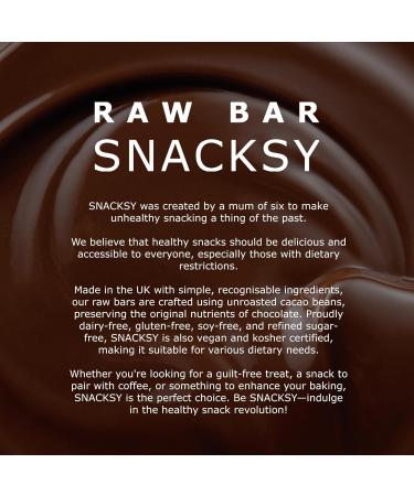  SNACKSY Snacksy Vegan Chocolate Signature Dark Raw Bar (1 x 40g box) | Gluten-free dairy-free refined sugar-free and kosher with antioxidants | Luxury treat or gift - Buy Online on GoSupps.com