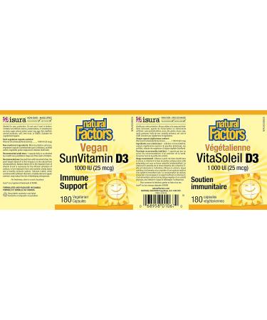 Natural Factors Vegan Vitamin D3 1000 IU - 180 Veg Caps - Buy Online on GoSupps.com