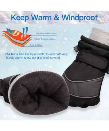 Unigear Kids Ski Gloves - Waterproof Winter Snow Gloves for Boys & Girls - Black Medium - Buy Online on GoSupps.com