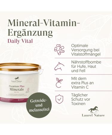 Laurel Nature Premium Plus Minerals 1.5kg - 100% Natural Mineral Feed for Horses | Vitamin C Zinc Selenium | Ideal for Young Leisure & Senior Horses | Essential Horse Accessories - Buy Online on GoSupps.com