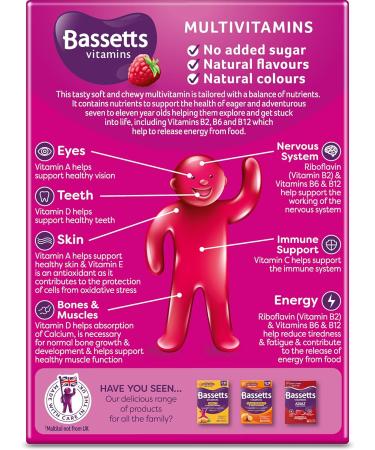 Bassetts Multivitamins Raspberry Flavour 7-11 Years 30 Pastilles - 30 count (Pack of 1) - Buy Online on GoSupps.com