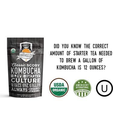 Organic Fermentaholics Kombucha SCOBY with 12oz Starter Tea - Live Culture for 1 Gallon Batch - Buy Online on GoSupps.com