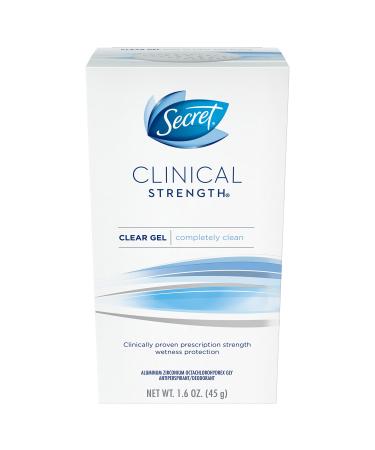 Secret Clinical Strength Clear Gel Women's Antiperspirant & Deodorant Completely Clean Scent 1.6 Oz  1.600 Fluid Ounce