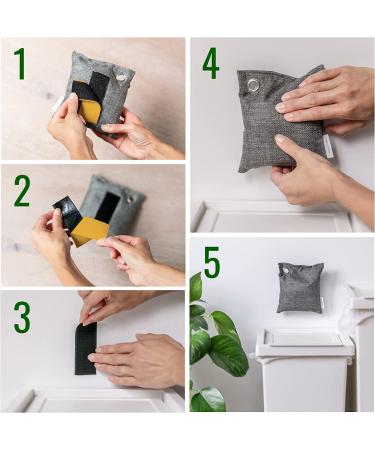 Majime Life Bamboo Charcoal Air Purifying Bag Set - 4x7.1oz with S Hooks - Odor Absorber & Deodorizer for Home - Natural Activated Charcoal Bags - Odor Eliminator - Buy Online on GoSupps.com