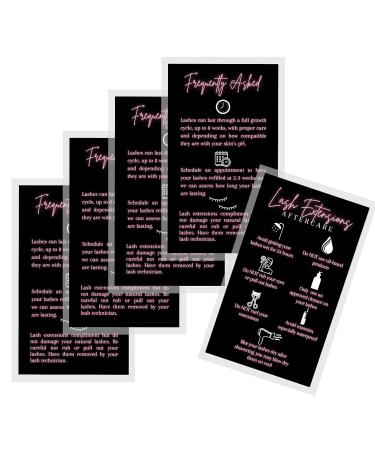 Lash Extension Aftercare Cards - 50 Pack | Eyelash Supplies | 2x3.5 inches Business Card Size | Black & Neon Pink Design - Buy Online on GoSupps.com