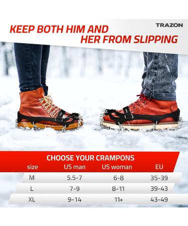 Ice Cleats for Hiking Boots | Anti-Slip Traction Cleats with 19 Spikes | Snow Grippers for Men, Women, Kids - Size Large - Buy Online on GoSupps.com