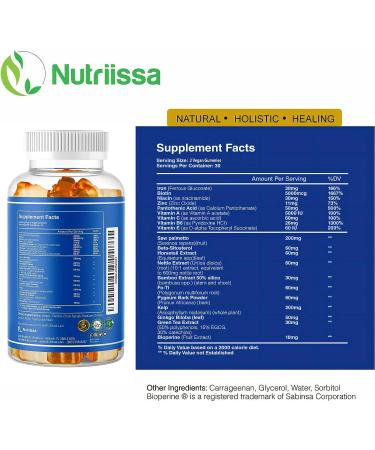 Nutriissa PROPICIAR Hair Loss Supplements - 60 Vegan Gummies for Men & Women - DHT Blocker with Biotin, Zinc, Iron & Vitamins for Hair Growth - 1027mg Mega-dosed Complex - Buy Online on GoSupps.com